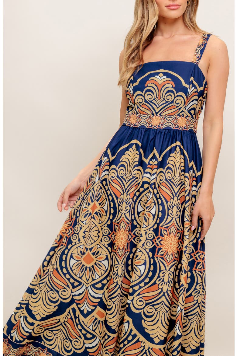 Square Neck Midi Dress, Alternate, color, NAVY