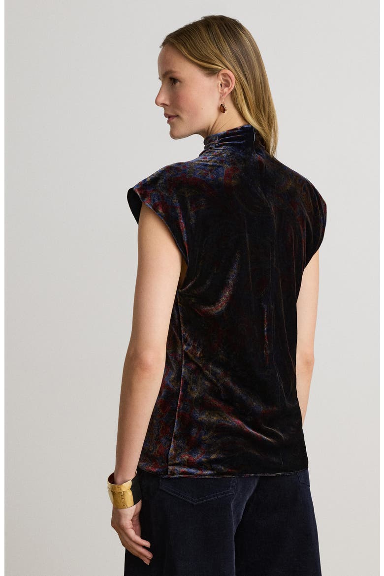 Paisley Velvet Cowl Neck Top, Alternate, color, NAVY BLUE/ MULTI