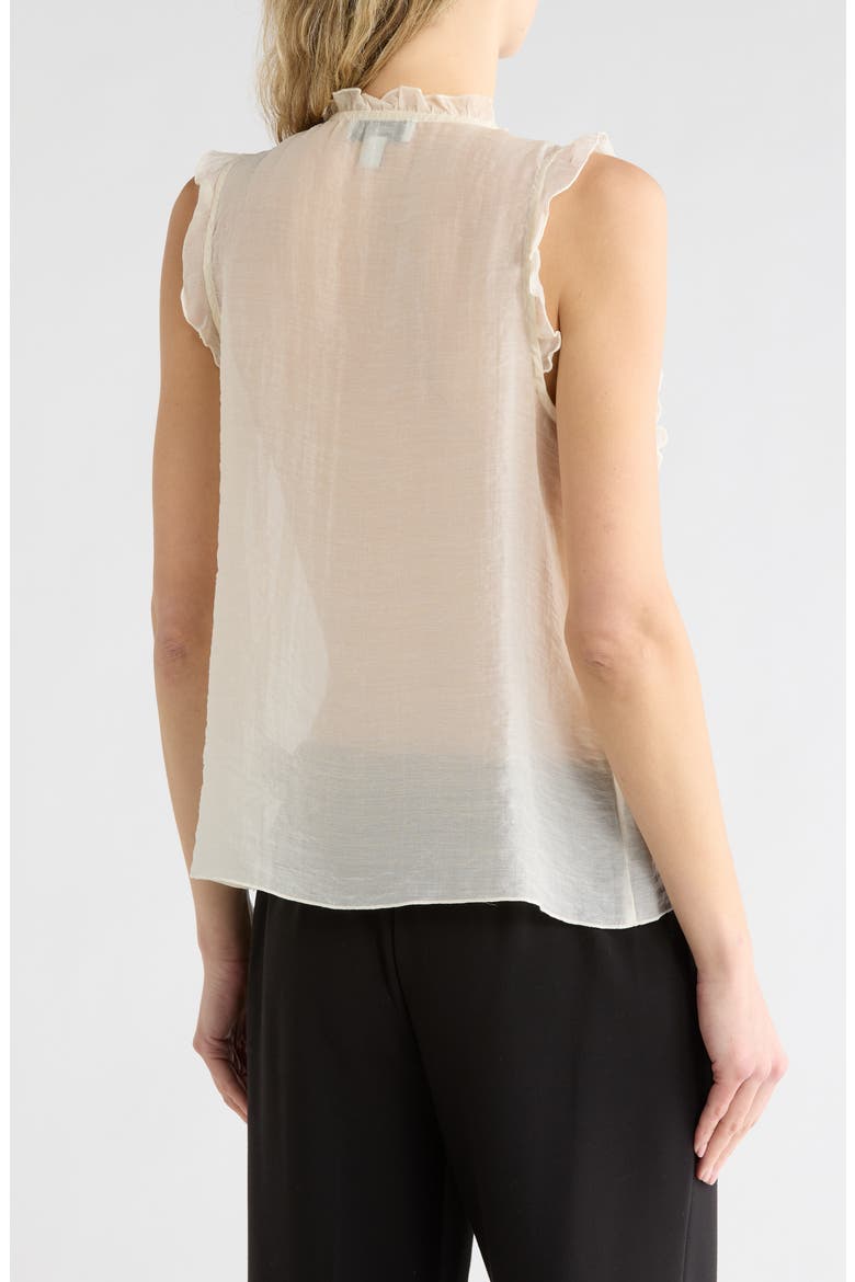 Ruffle Front Sleeveless Button-Up Top, Alternate, color, IVORY