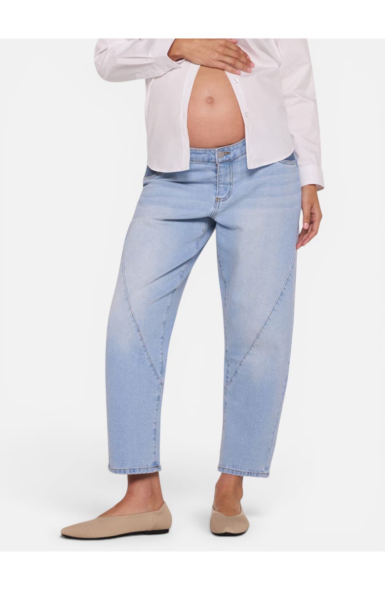 MOTHERHOOD MATERNITY Under the Belly Barrel Leg Maternity Jeans, Alternate, color, Marsha Wash