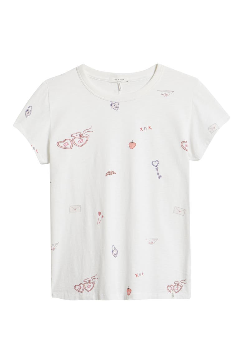 Valentine Print Pima Cotton T-Shirt, Alternate, color, WHITE MULTI