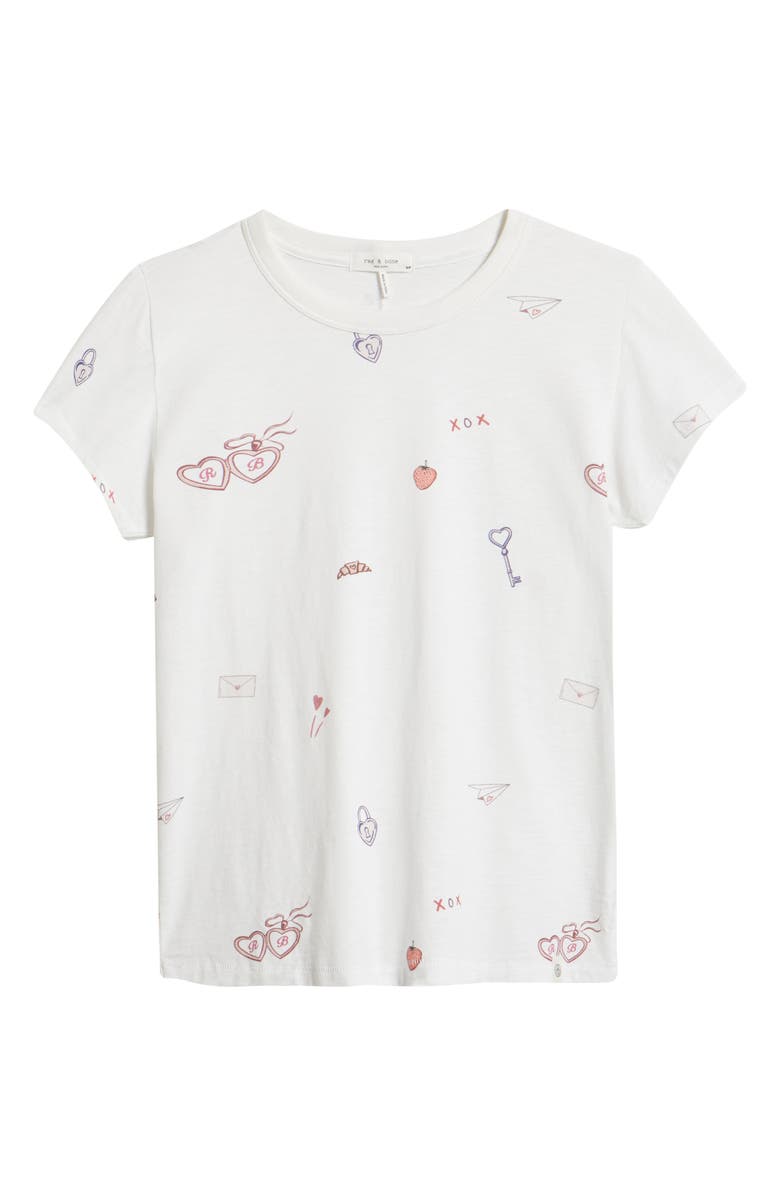 rag & bone Valentine Print Pima Cotton T-Shirt, Alternate, color, White Multi