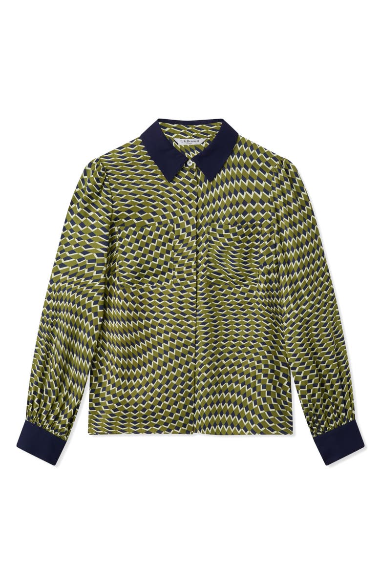 LK Bennett Henri Print Shirt, Alternate, color, Green Multi