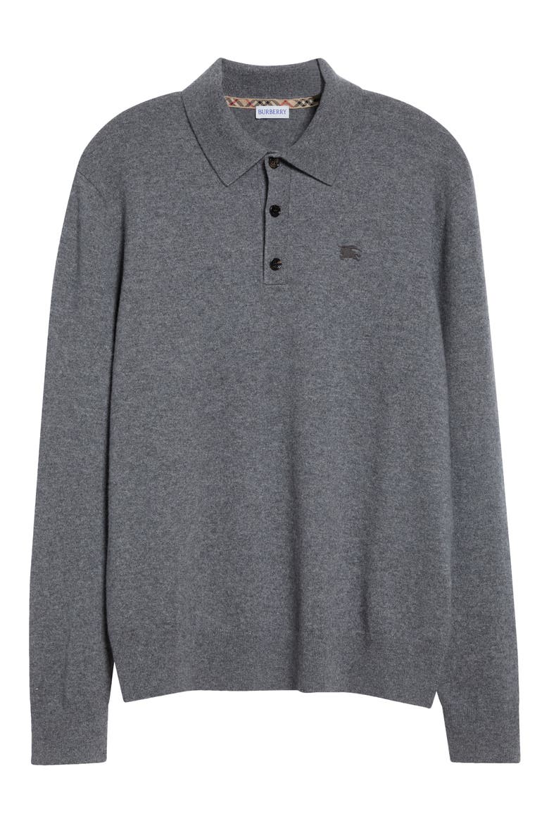 Carson EKD Long Sleeve Cashmere Blend Polo, Main, color, GREY