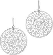 Sterling Forever Round Filigree Drop Earrings