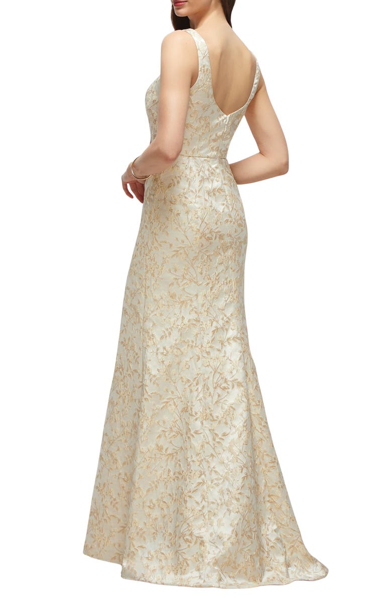 Dessy Collection Bettina Metallic Brocade Trumpet Gown, Alternate, color, Champagne Filigree