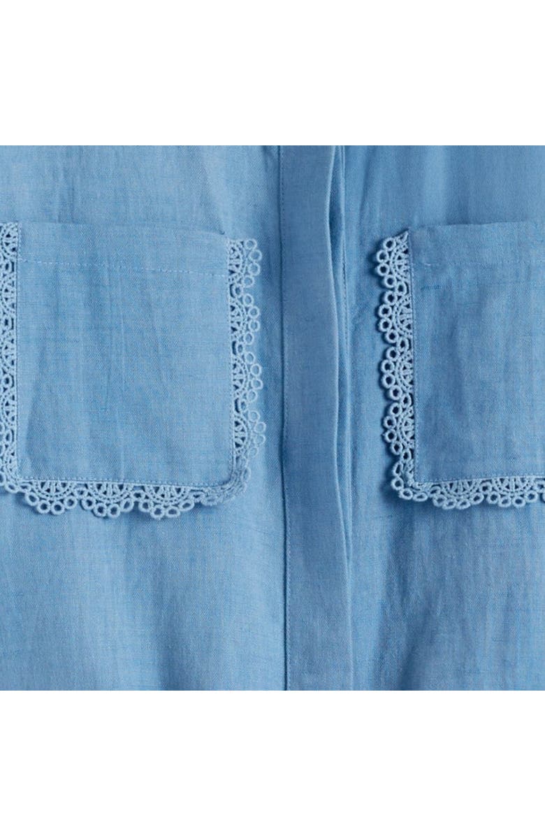 Chinti & Parker Linen-Blend Scallop Shirt Dress, Alternate, color, Dusty Blue