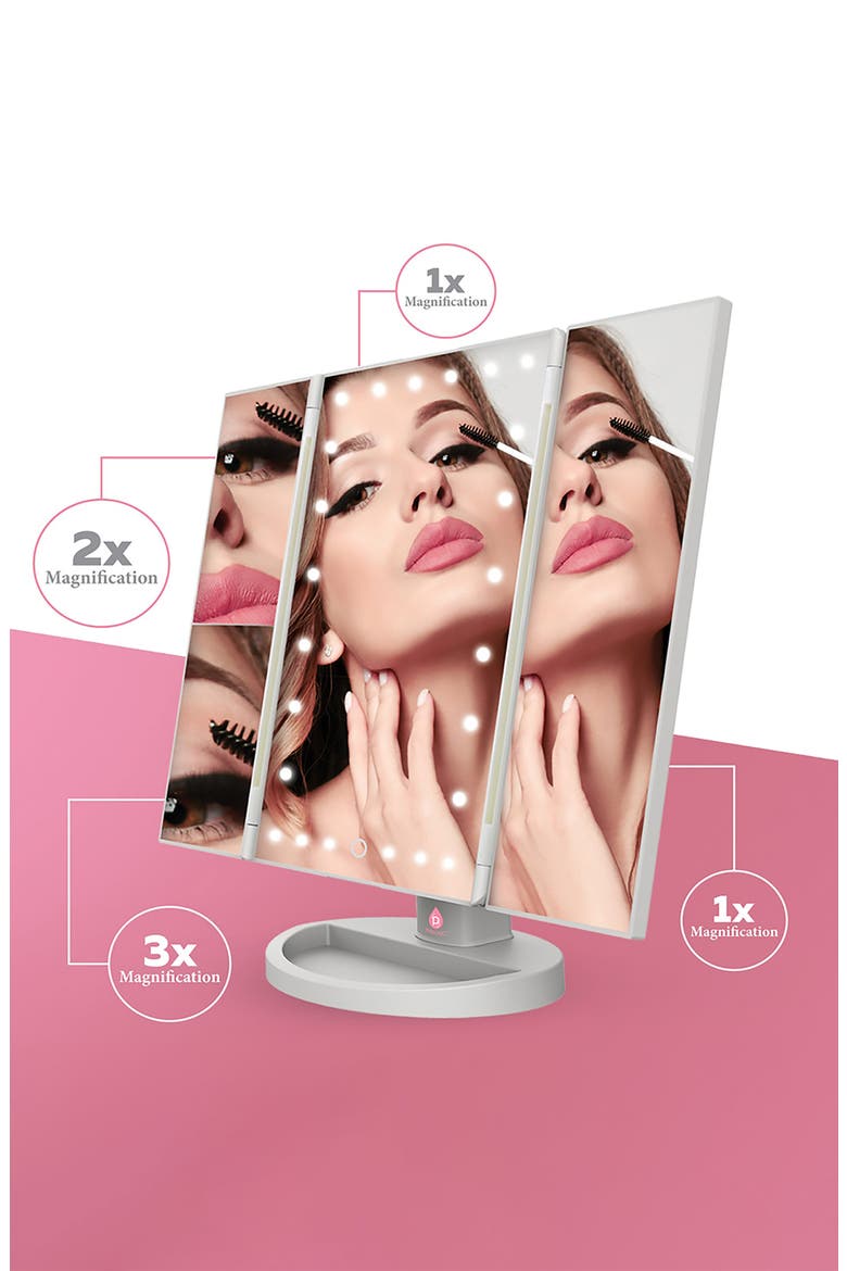 Tri-Fold Vanity Mirror, Alternate, color, WHITE