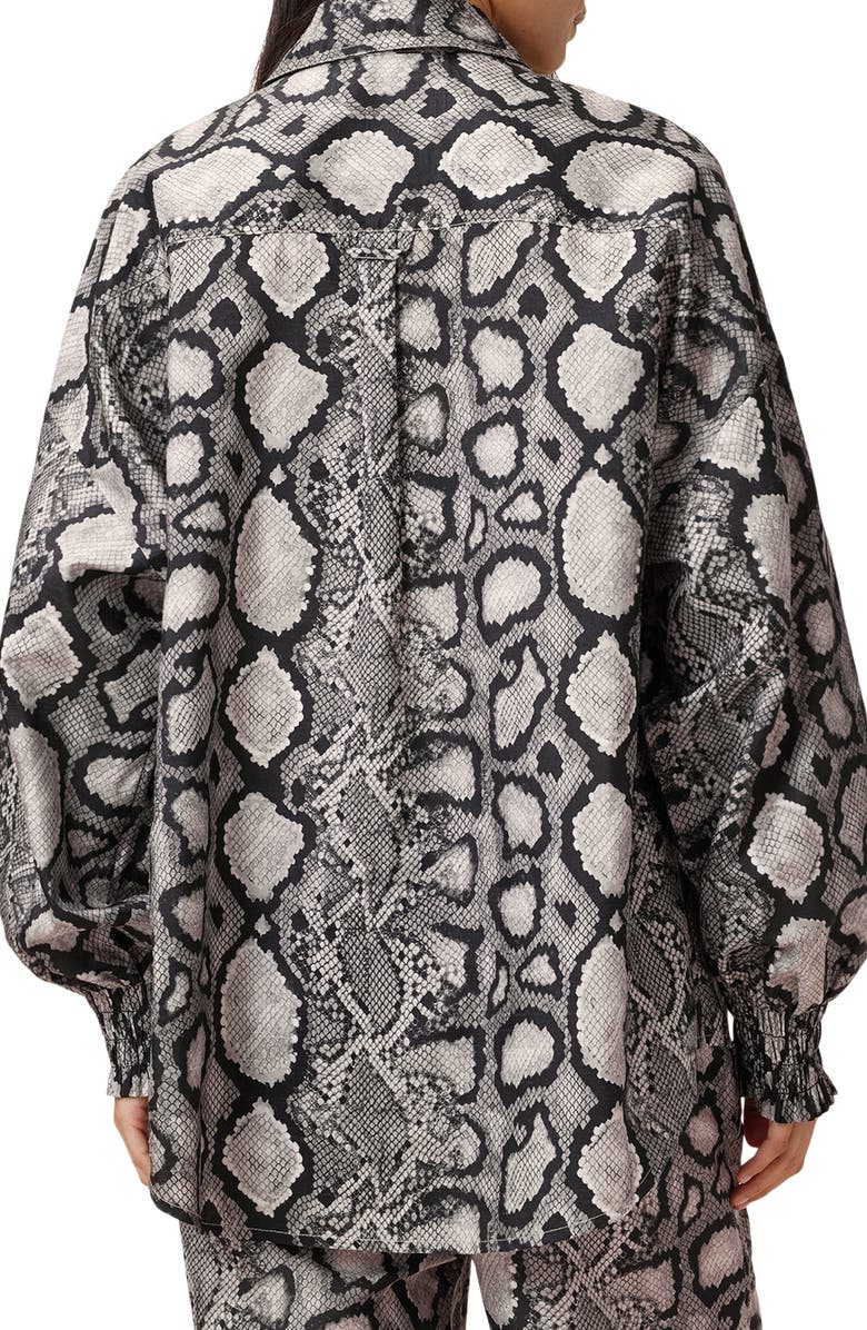 AllSaints Charli Snakeskin Print Button-Up Shirt, Alternate, color, Flow Ecru White