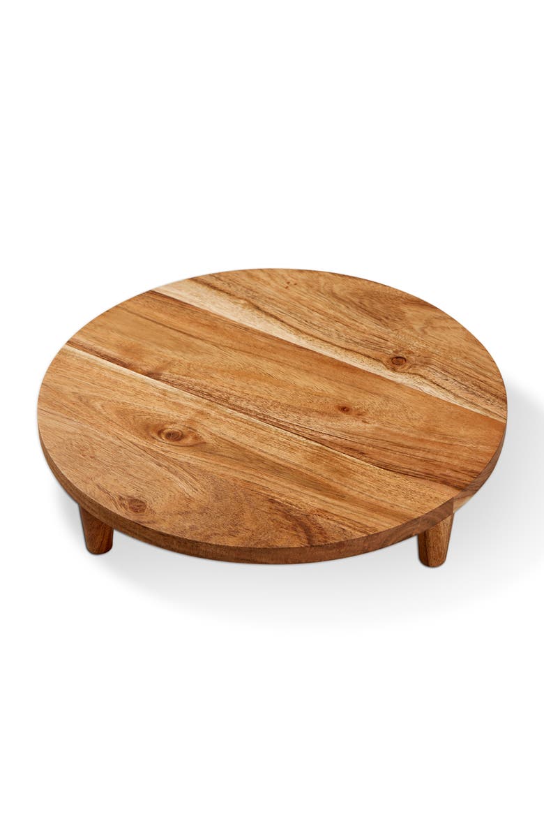 tag Arc Round Footed Server Natural Acacia Wood Everyday Serving Tray, Main, color, Brown