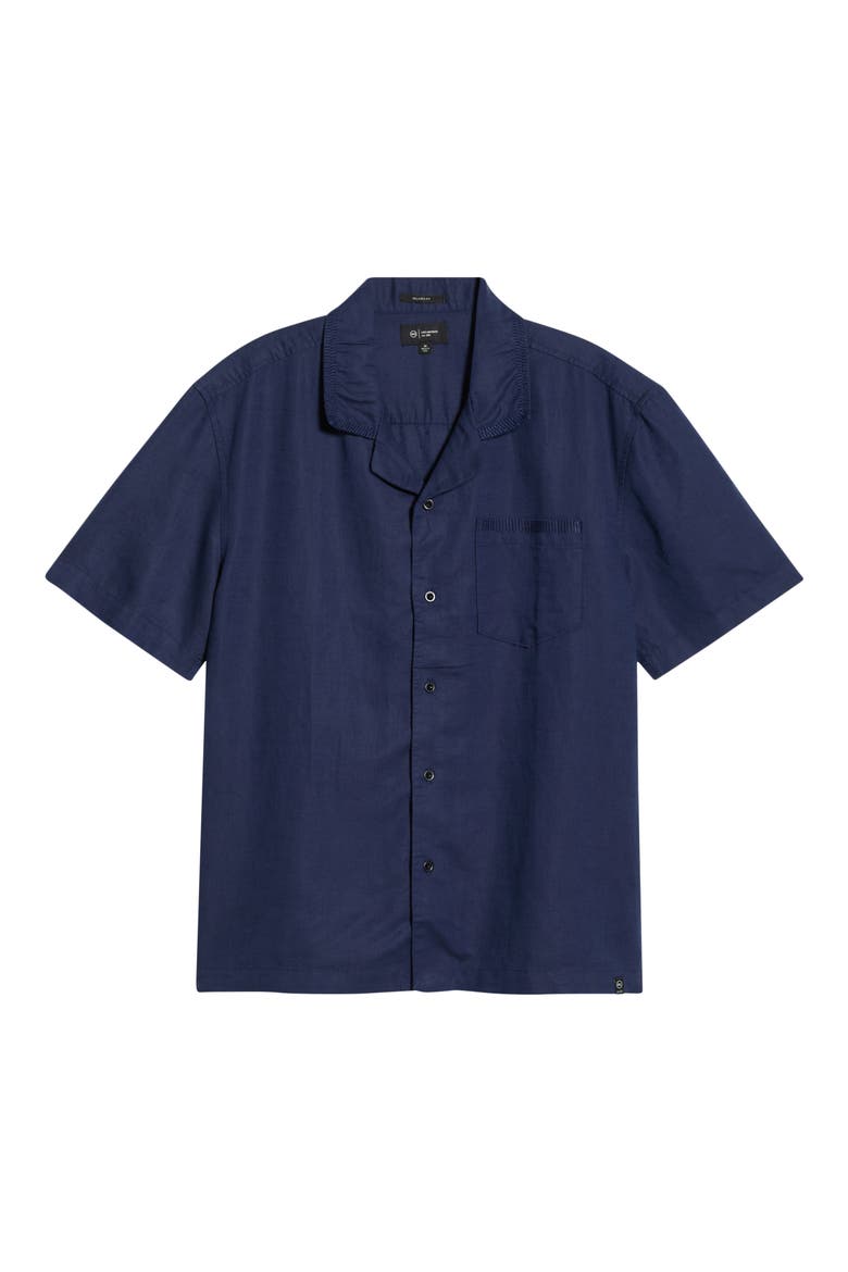 Foster Linen & Cotton Camp Shirt, Alternate, color, DEEP NAVY