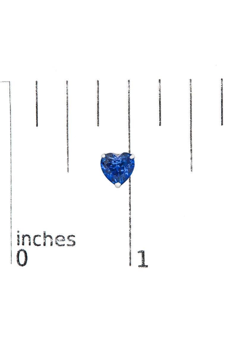 Platinum 6x6 Lab Created Blue Sapphire Heart Solitaire Stud Earrings, Alternate, color, Platinum