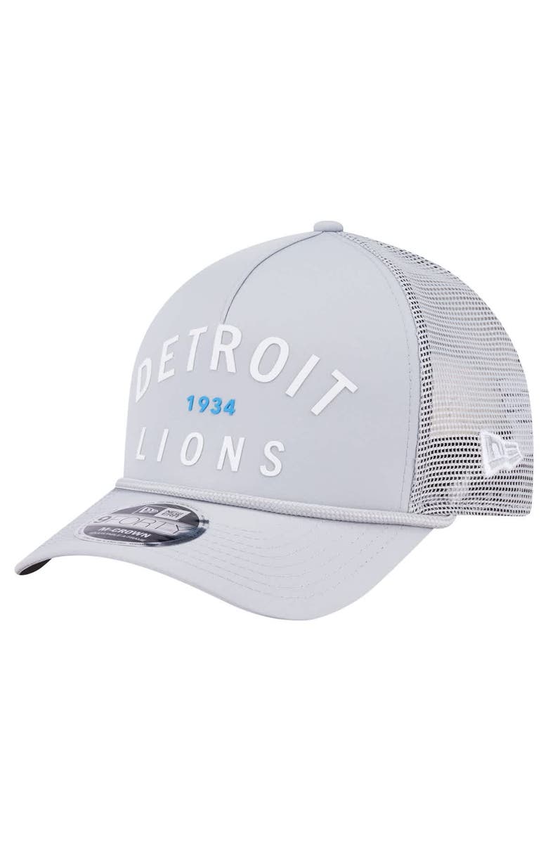 New Era Men's New Era  Gray Detroit Lions Active Minimalist M-Crown A-Frame 9FORTY Adjustable Hat, Main, color, 