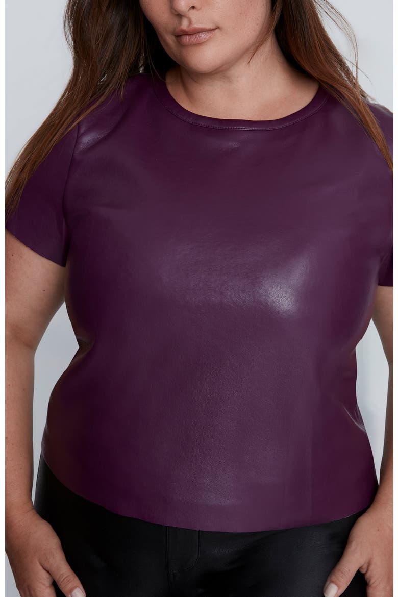 New Guard Recycled Leather Tee, Alternate, color, Plum Wine