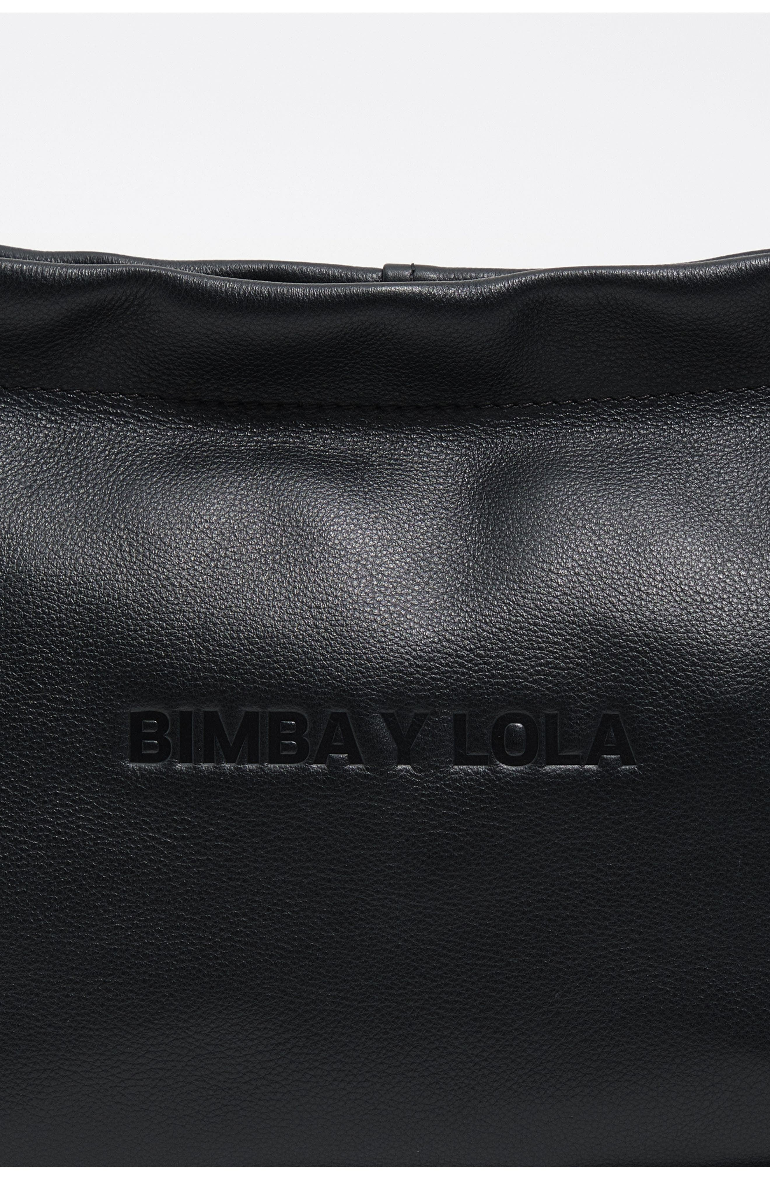 Bimba y Lola Medium Leather Shoulder Bag, Alternate, color, Black
