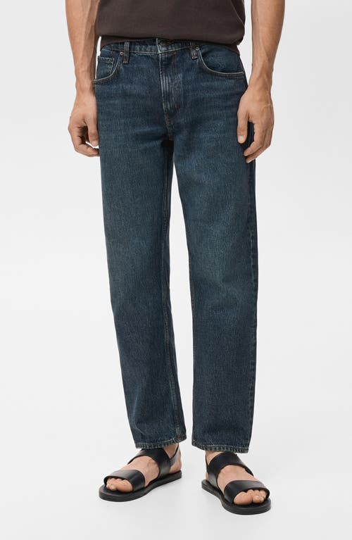 Mango Men's Moby Straight-fit Dark-wash Jeans In Blue