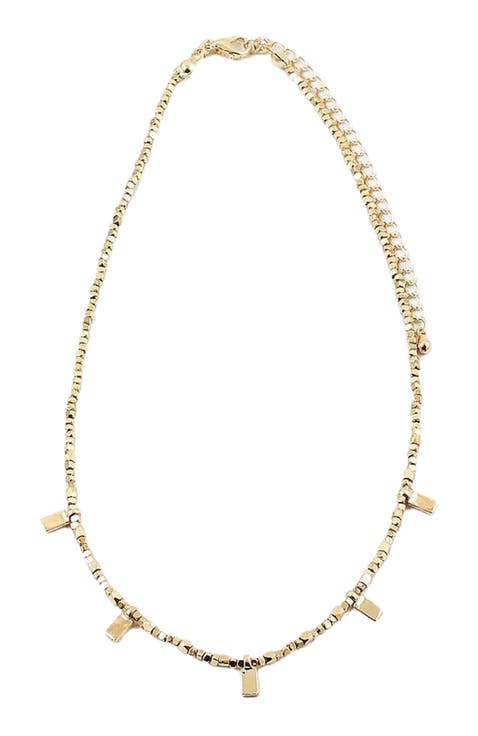Tiny Beaded Rectangle Necklace
