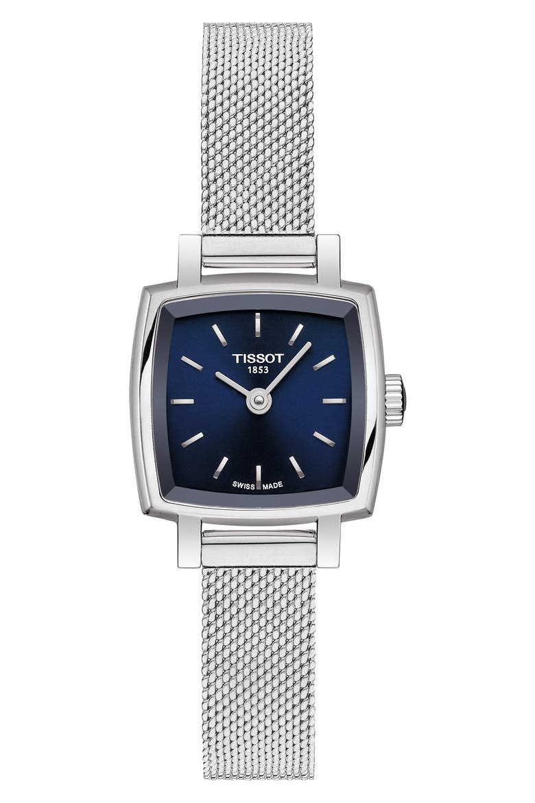 Lovely Square Mesh Strap Watch, 20mm, Main, color, SILVER/ BLUE/ SILVER