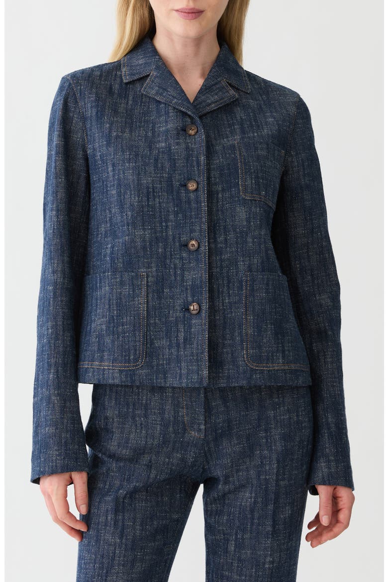 Patch Pocket Cotton & Linen Jacket, Main, color, INDIGO