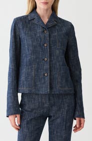 Lafayette 148 New York Patch Pocket Cotton & Linen Jacket