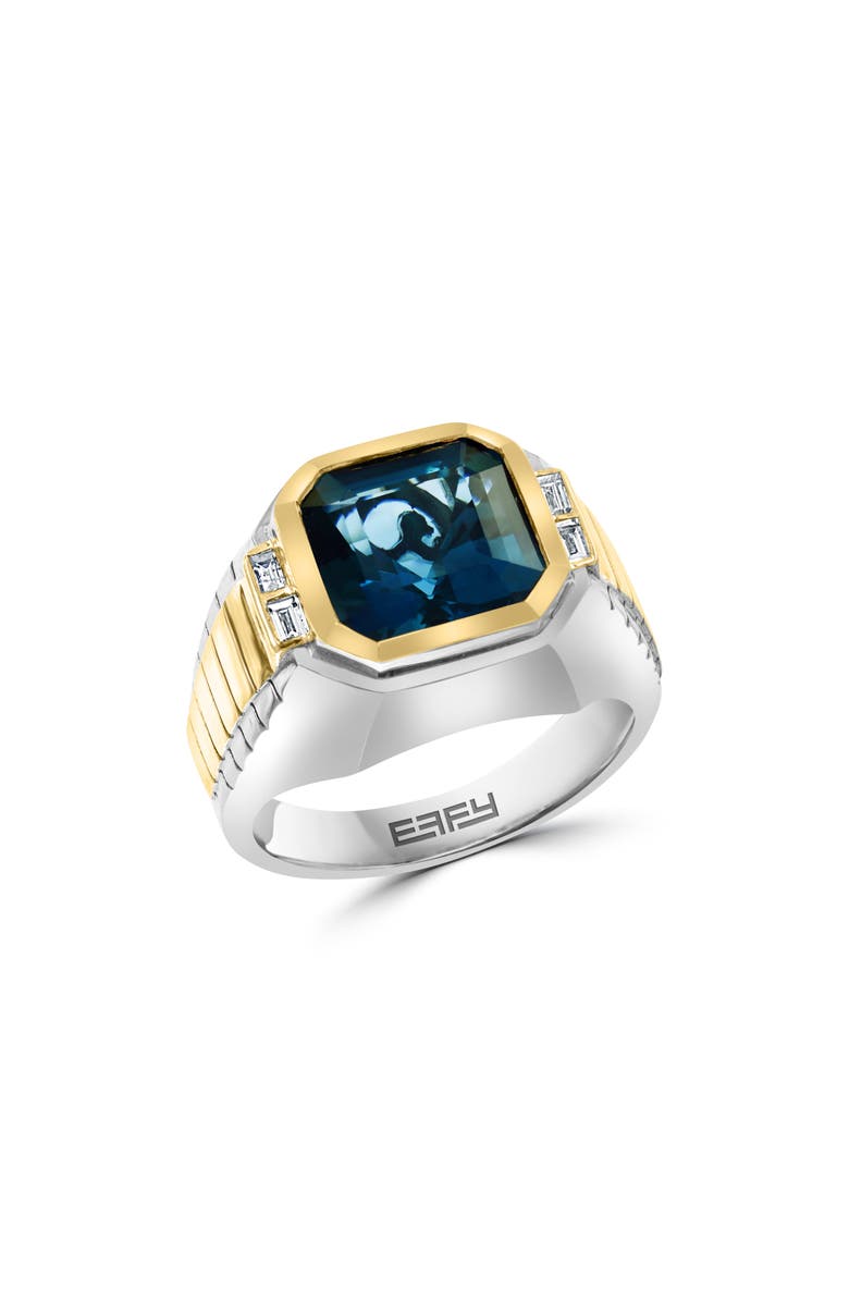 EFFY Two-Tone London Blue Topaz & Diamond Ring - 0.15ct., Main, color, Blue