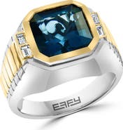 EFFY Two-Tone London Blue Topaz & Diamond Ring - 0.15ct.