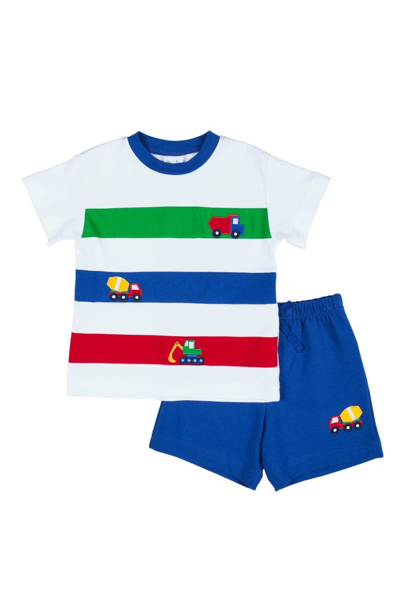 Florence Eiseman Knit Short Set With Trucks, Main, color, 