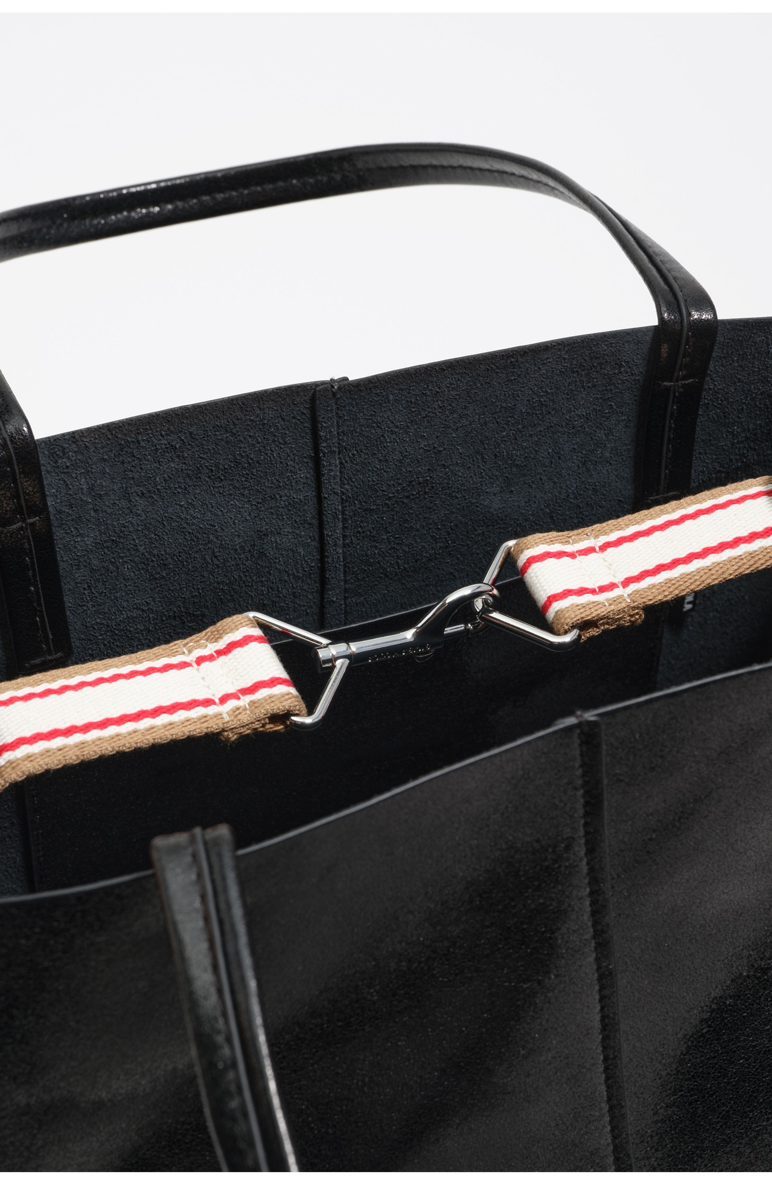 Bimba y Lola Large Leather Shopper Bag, Alternate, color, Black