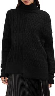 AllSaints Varla Turtleneck Cable Alpaca Blend Sweater