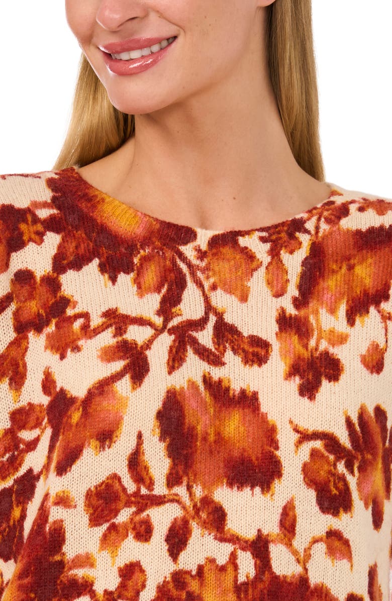 CeCe Northern Lights Floral Crewneck Sweater, Alternate, color, 