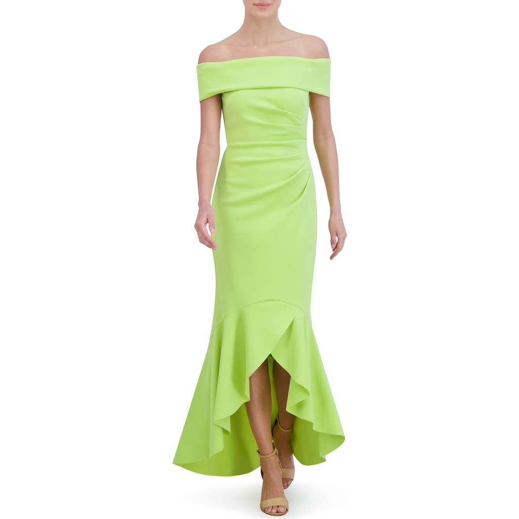 Eliza J Women's High-low Off-the-shoulder Gown In Limelight