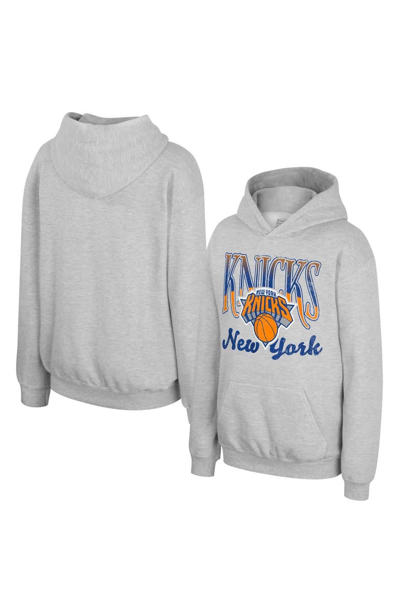 Stadium Essentials Youth Stadium Essentials Heather Gray New York Knicks Sky High Hoodie, Main, color, Heather Gray