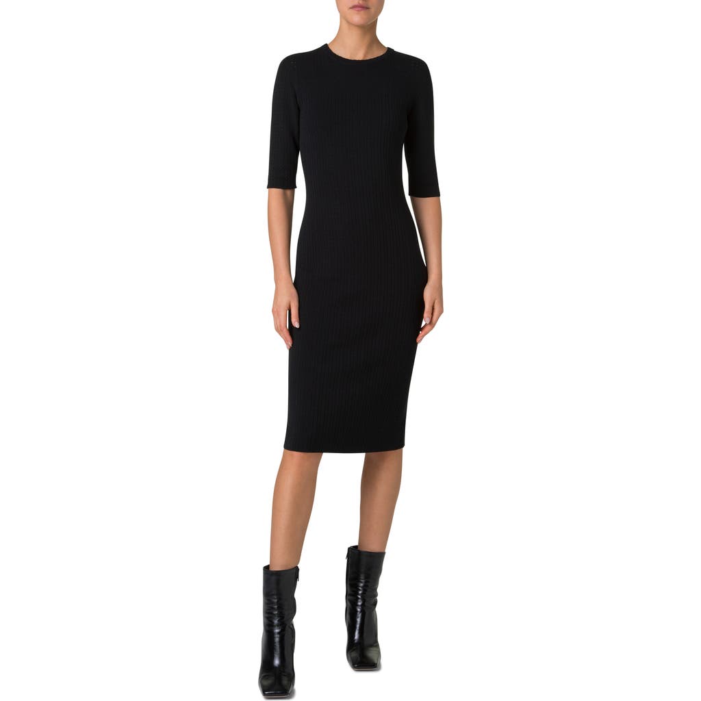 Shop Akris Mixed Stitch Silk & Cotton Blend Sweater Dress In Black