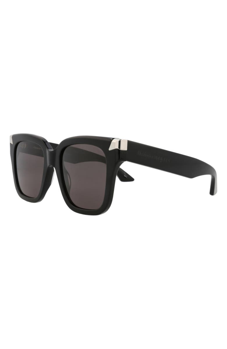 McQueen 53mm Square Sunglasses, Alternate, color, Black Black Grey
