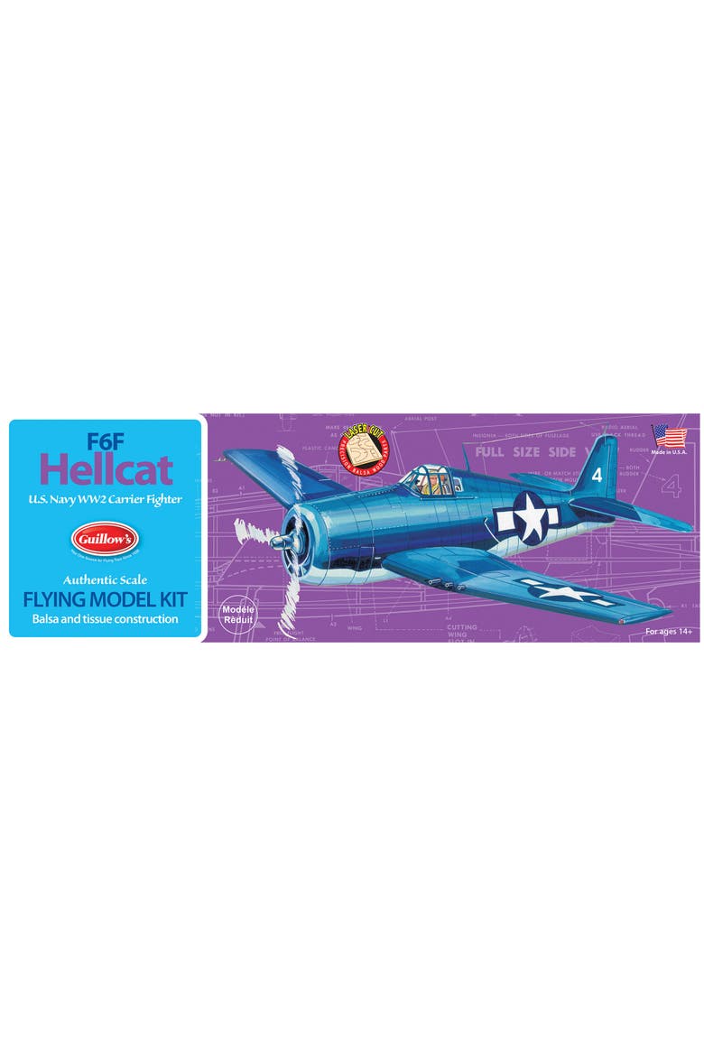 Flying Model Kit, F6F Hellcat, Classic Balsa Wood, Diy Building, Main, color, Multicolored