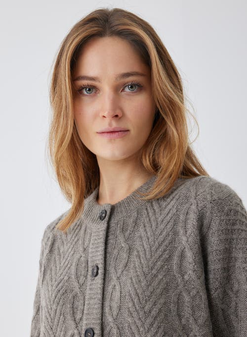 MAJESTIC MAJESTIC FILATURES YAK WOOL CABLE LONG SLEEVE CREWNECK CARDIGAN