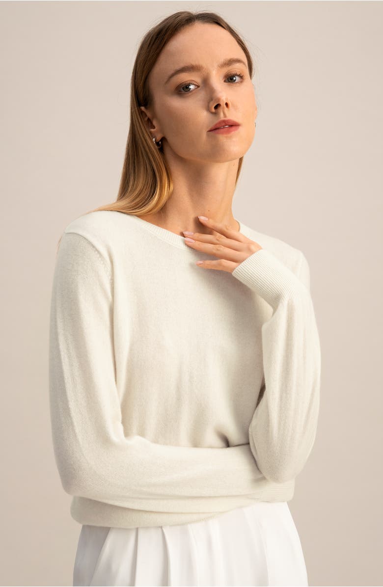 Lilysilk Women
s Cashmere Super Soft Crewneck Sweater, Alternate, color, Natural White