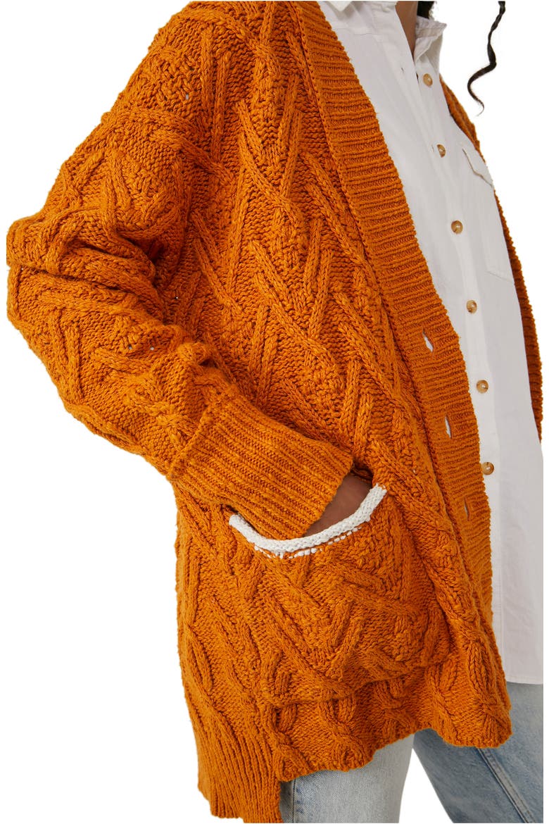 Montana Cable Cotton Cardigan, Alternate, color, PUMPKIN PIE