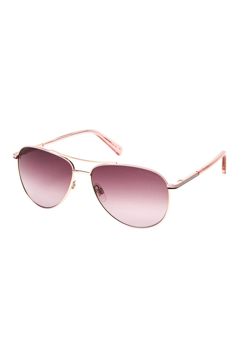 57mm Aviator Sunglasses, Alternate, color, ROSEGOLD