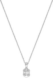 Ancona Fine Jewelry Baguette Diamond Cluster Pendant Necklace in 18K White Gold