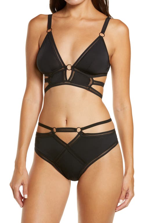 Hauty Along the Lines Bra & High Waist Panties Set in Black  product