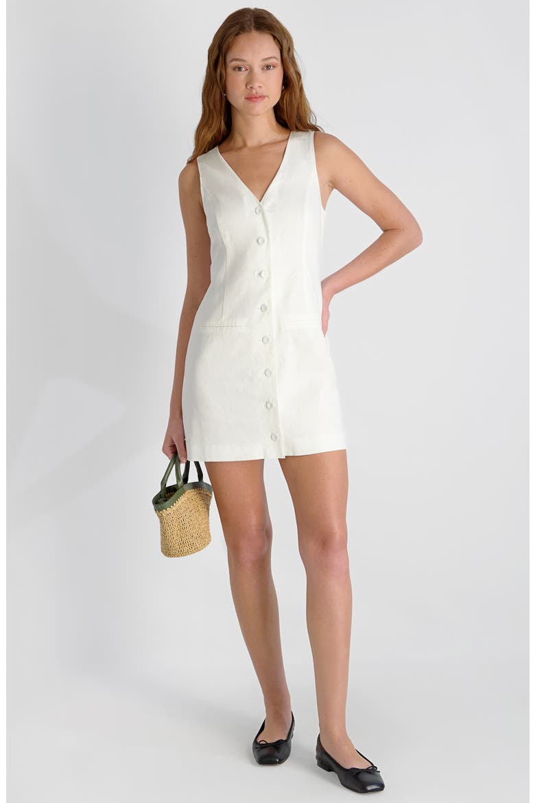 Sleeveless A-Line Linen Blend Minidress, Alternate, color, SUMMER WHITE