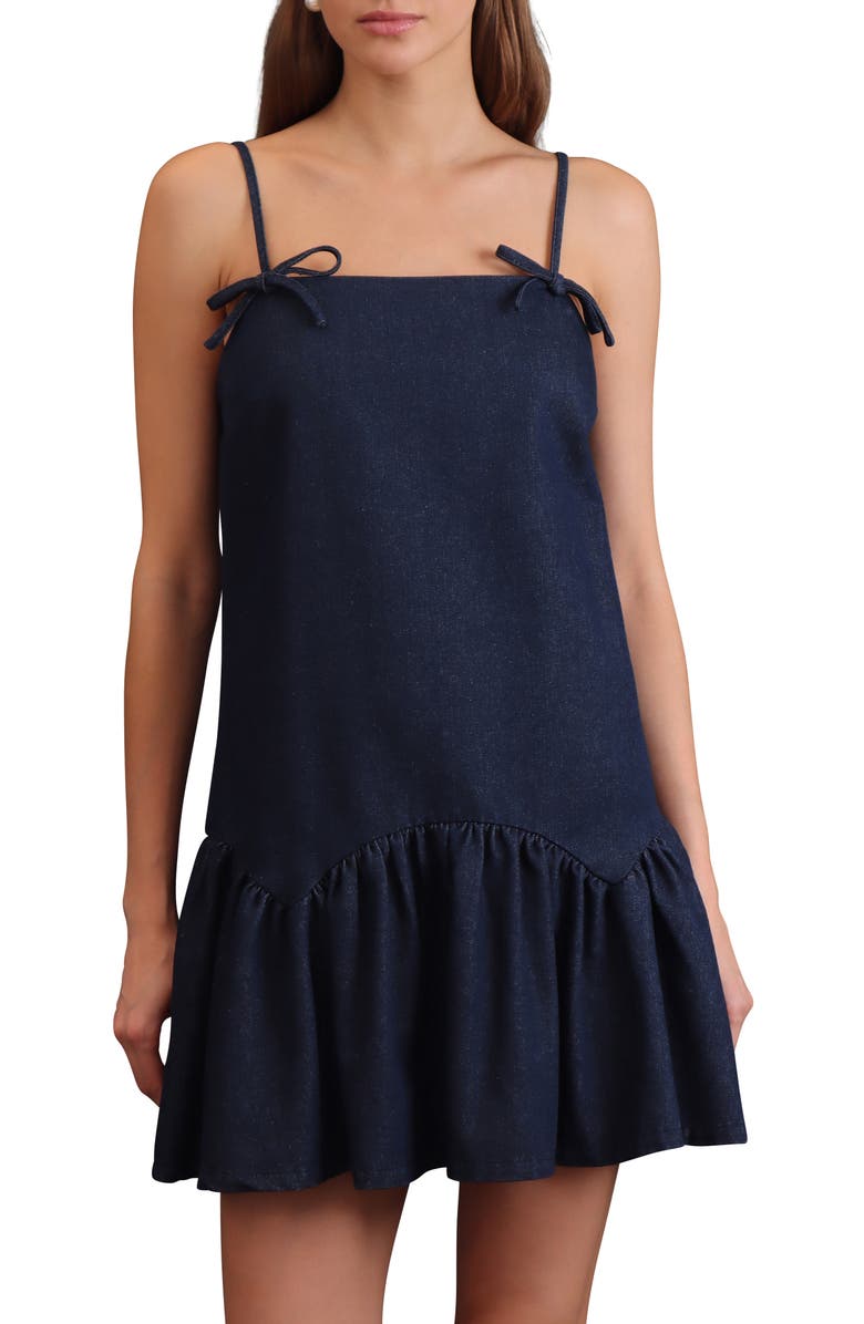 Avec Les Filles Drop Waist Denim Minidress, Alternate, color, Rinse Wash