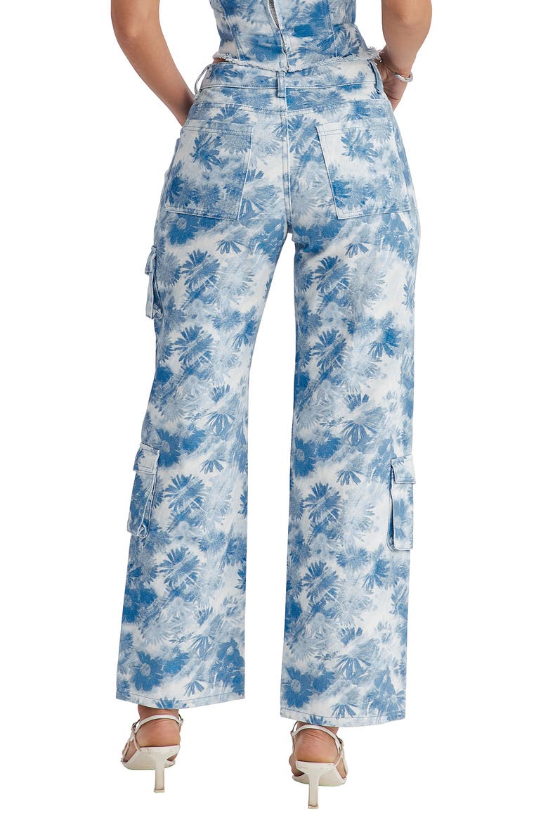 Floral Straight Leg Cargo Jeans, Alternate, color, BLUE FLOWER PRINT