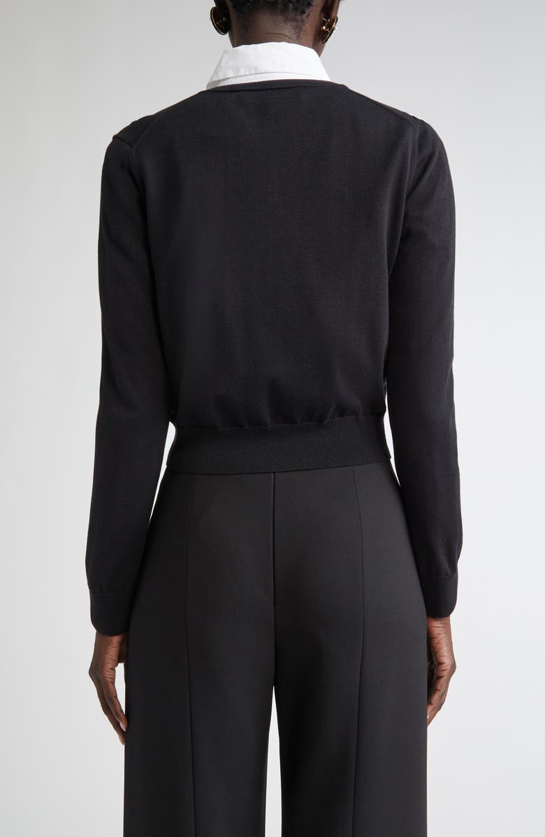 Carolina Herrera Crop Silk & Cotton Cardigan, Alternate, color, 