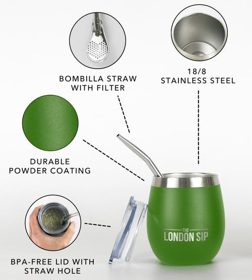 London Sip Yerba Mate Cup Set 8oz In Green