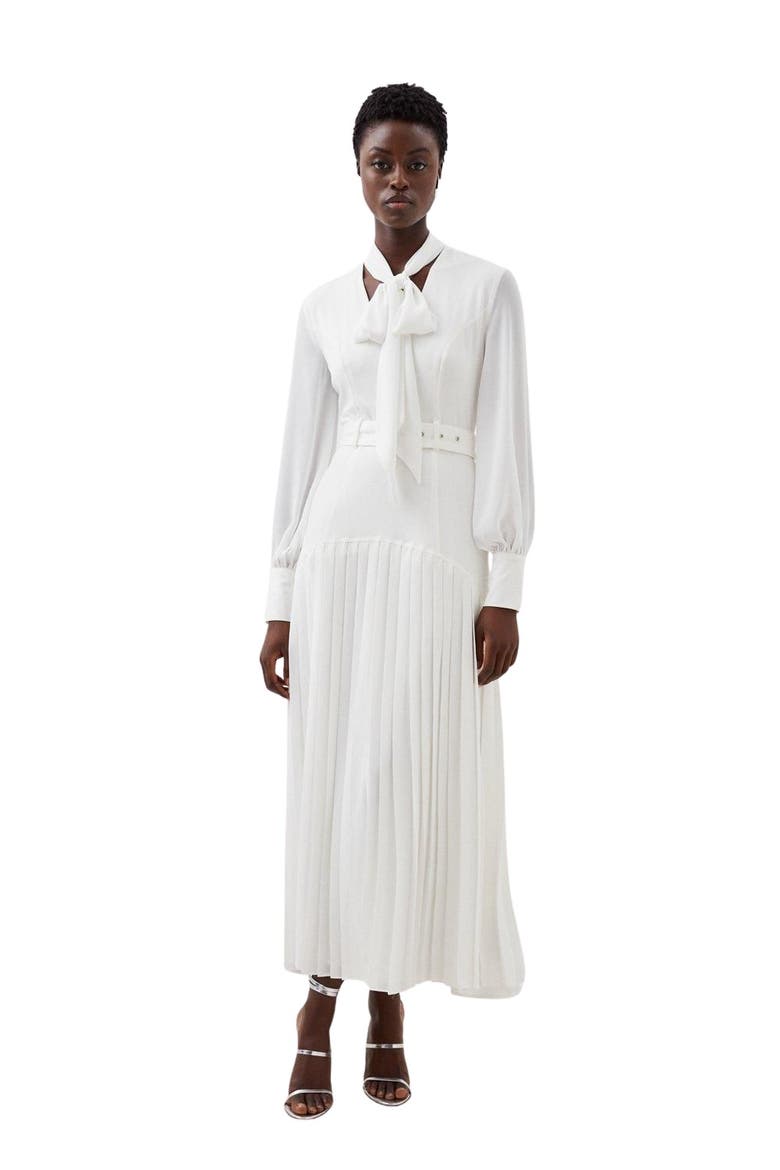 Jersey Ponte Georgette Mix Maxi Dress, Main, color, Ivory