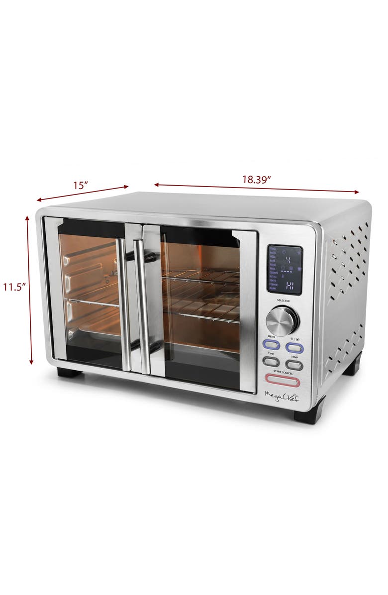 Megachef Digital Electric French Door Multi-Function Counter Top Oven with Rotisserie Set, Alternate, color, Grey