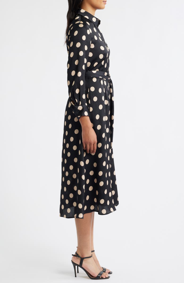 Julia Jordan Polka Dot Long Sleeve Midi Shirtdress, Alternate, color, Black Multi