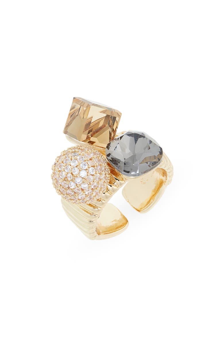 Cubic Zirconia Cluster Cocktail Ring, Main, color, GOLD